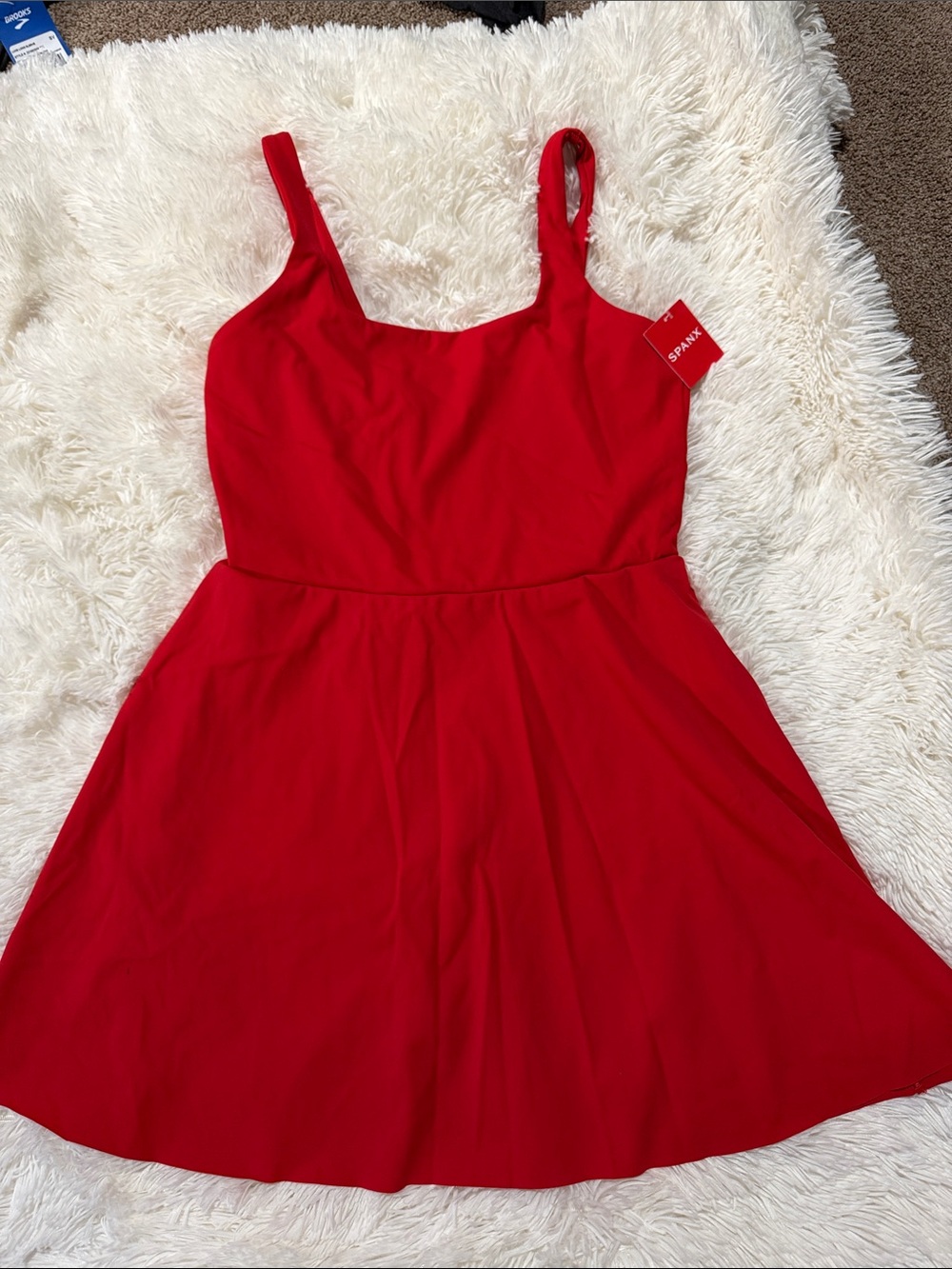 SPANX Red A-Line Mini Dress with Scoop Neck